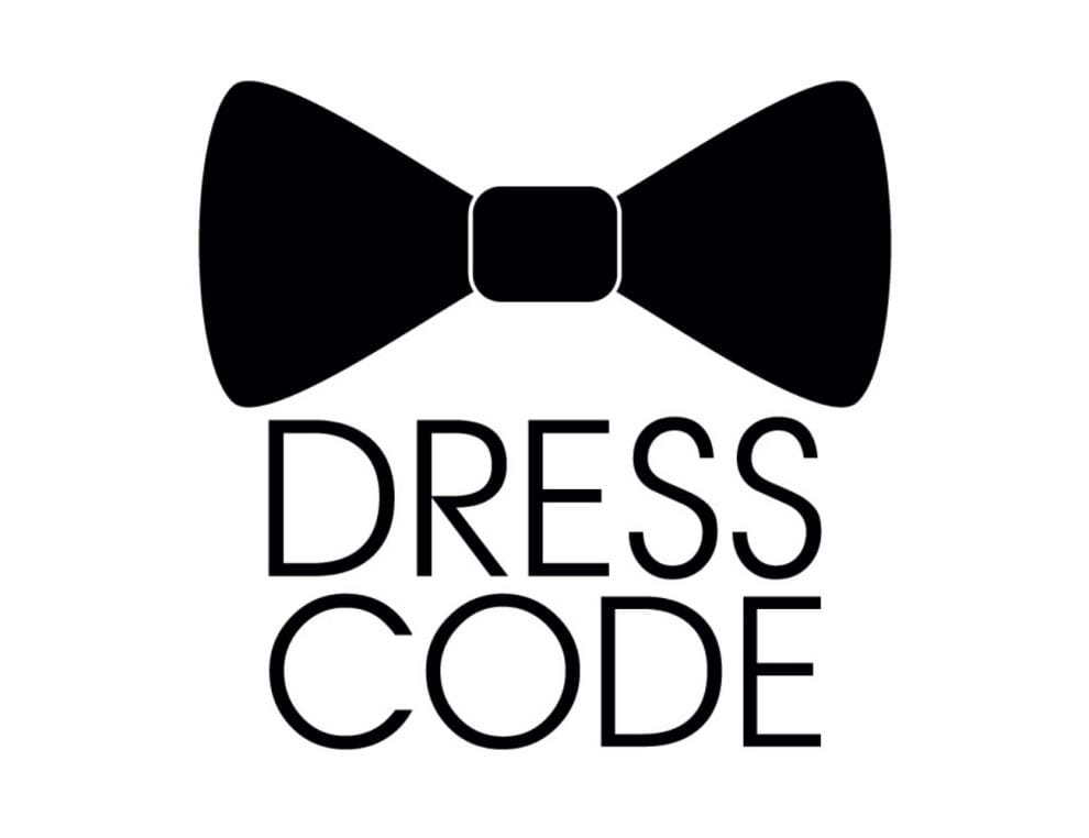 ‘Dress Code’ written under a black bowtie.