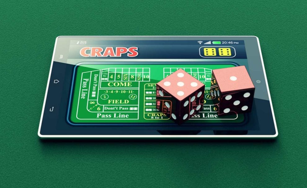 craps game online on tablet with virtual dices