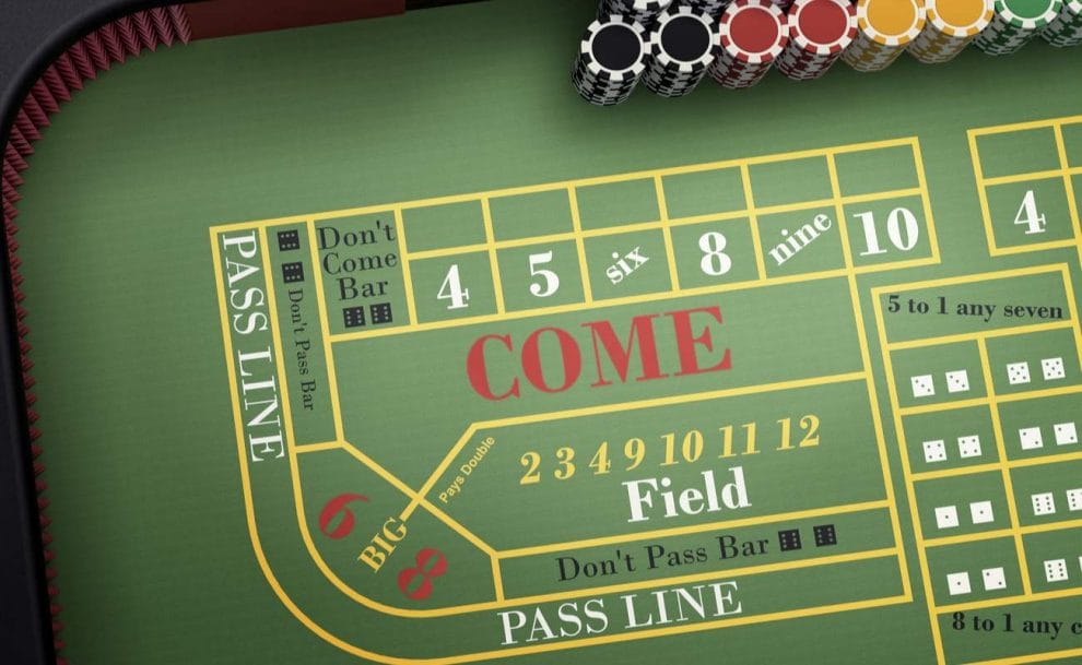 aerial view of craps table online casino
