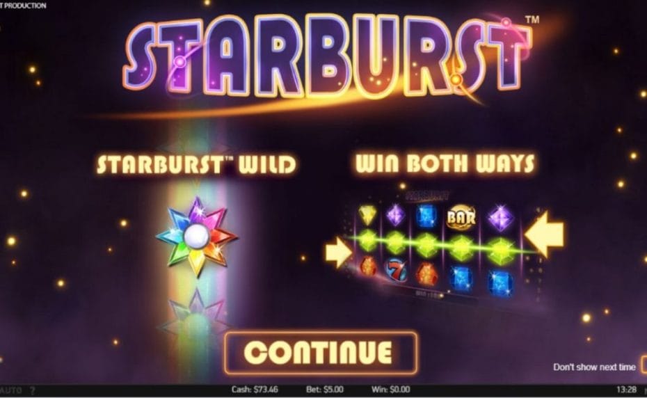 Starburst online slot casino game loading page