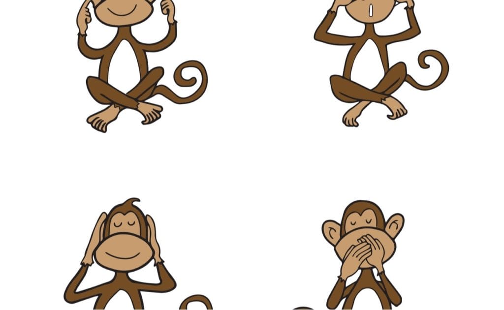 Vector illustration of Monkeys see no evil, hear no evil, speak no evil