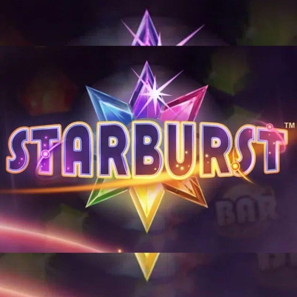 The title screen of Starburst, the online slot game from NetEnt.