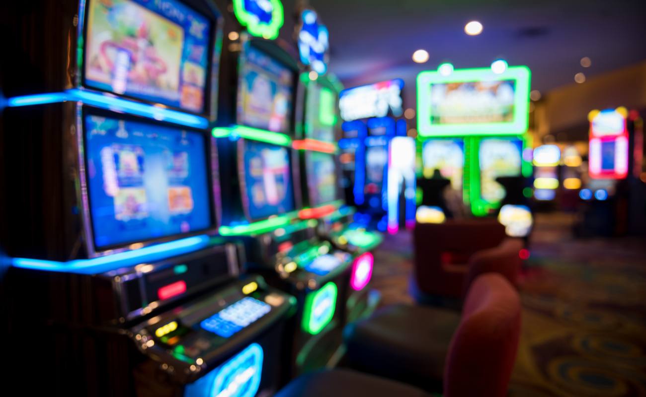 Blurred slot machines in casino