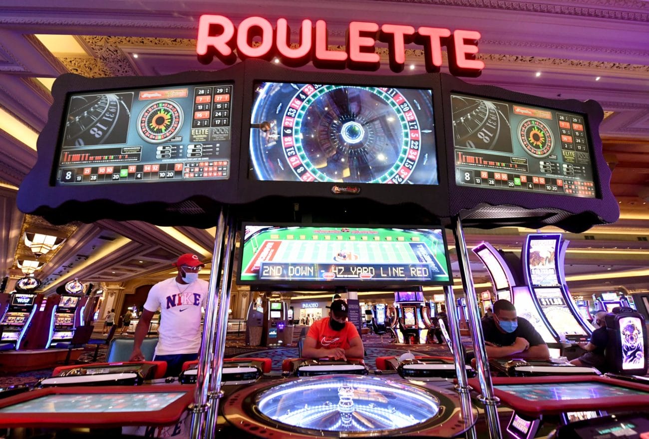 Roulette red signage in a casino