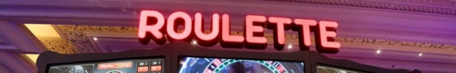 Roulette red signage in a casino