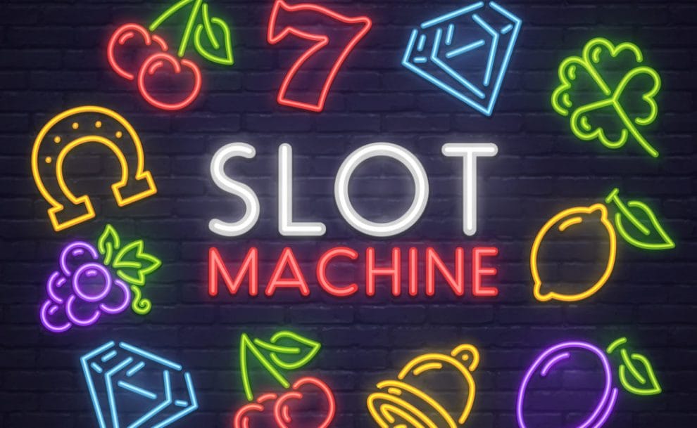 Slot machine vector with colorful graphics