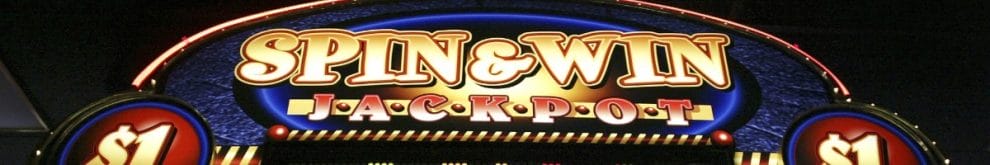 Jackpot slot neon-lit sign in casino