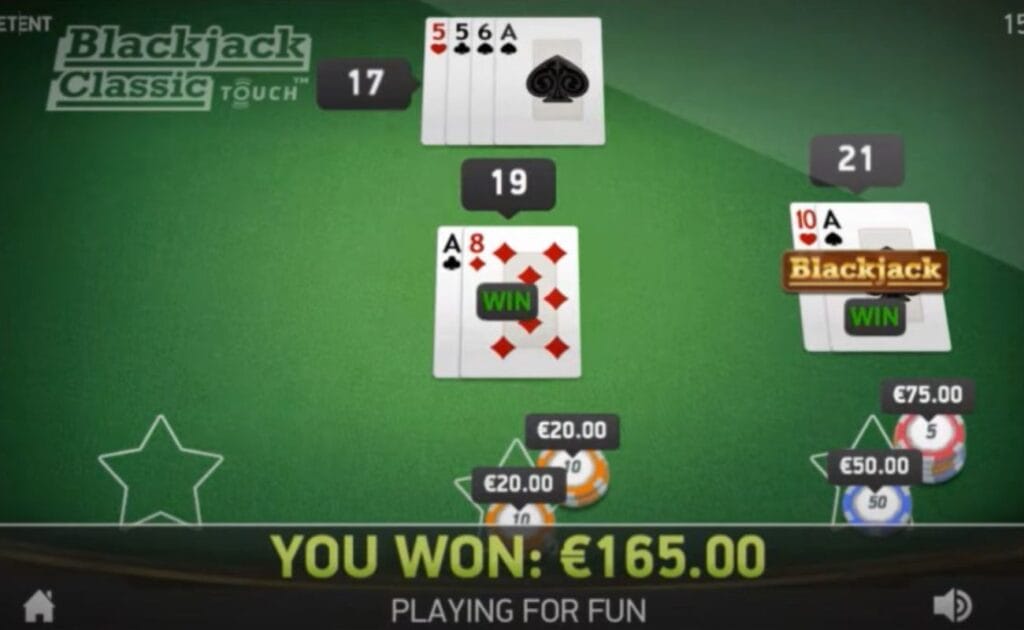 Blackjack Classic Touch online casino game