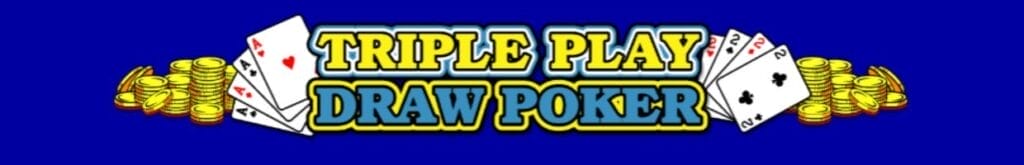 The Triple Play Draw Poker logo on a blue background.