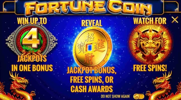 Fortune Coin logo on blue and black background