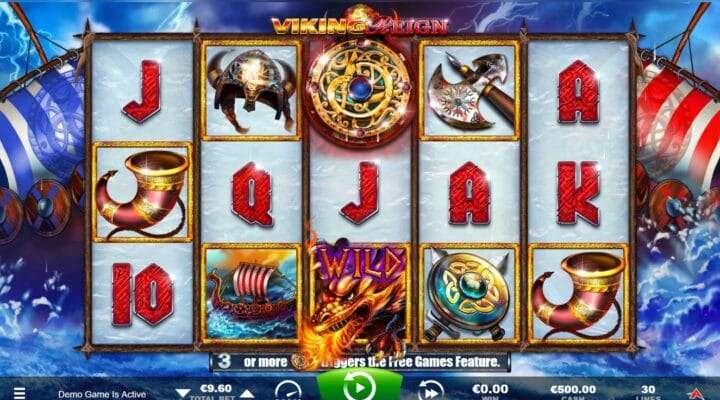 Top part of Viking Reign slot game