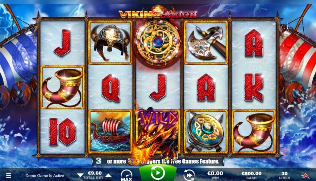 View of Viking Reign slot game reels
