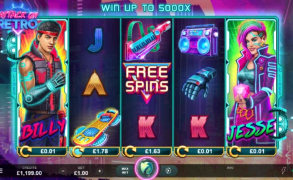 Attack on Retro online slot game by Triple Edge Studios.