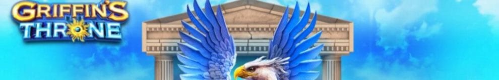 The griffin from Griffin’s Throne spreads its wings against the Greek temple background, with the game title on the left.