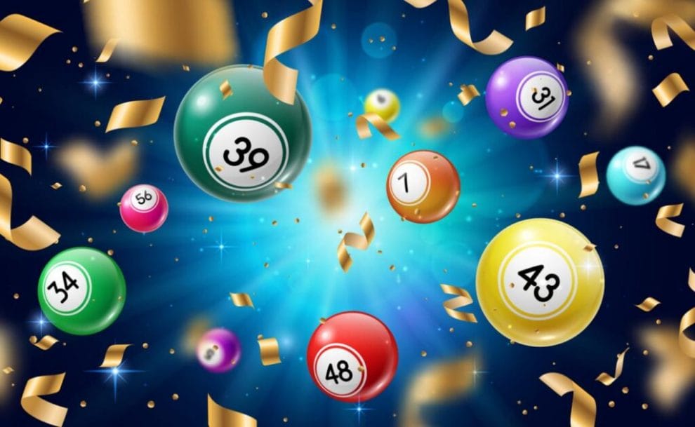 Bingo balls and confetti