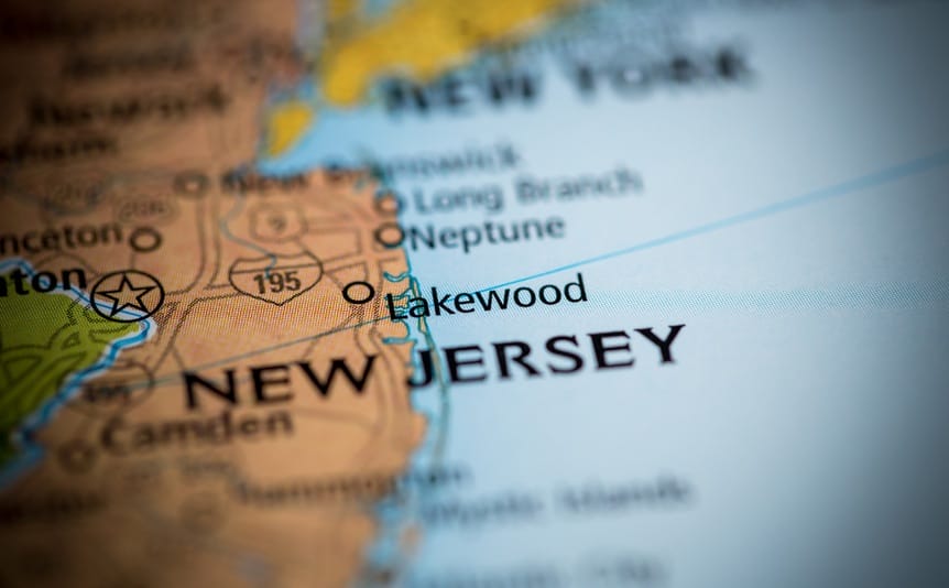 A map view of New Jersey.