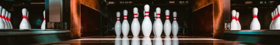 Front view of a bowling pin rack.