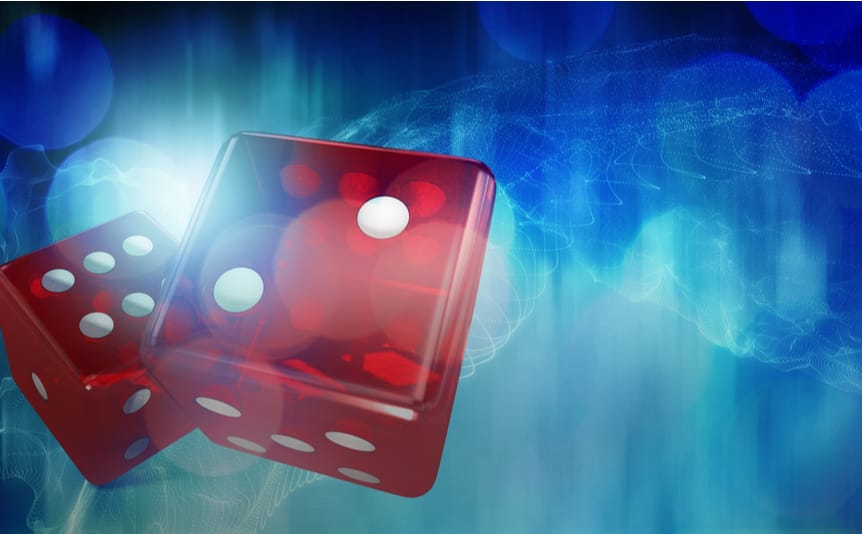 red dice against a blue background - Gambling trivia