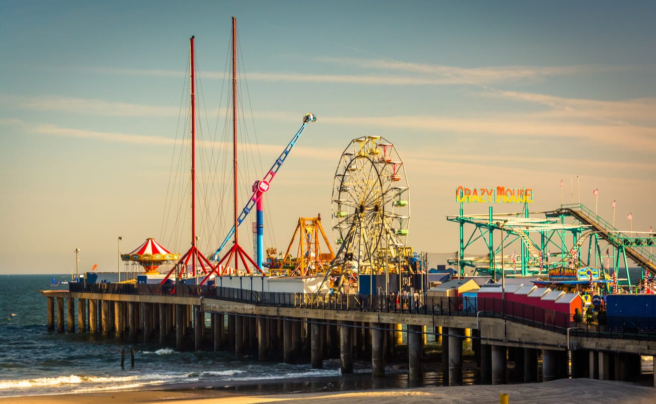 Atlantic City’s Steel Pier and carnival rides.  