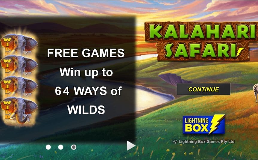 A screenshot of the Kalahari Safari title screen.