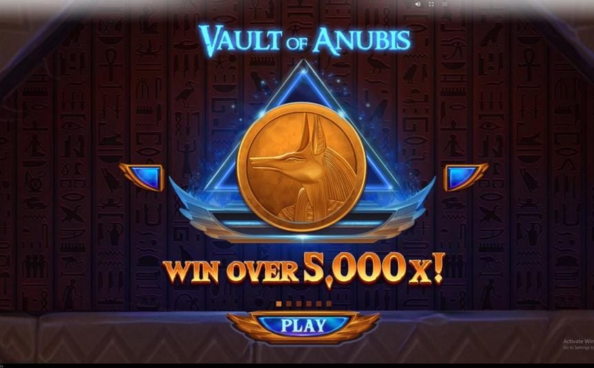 A screenshot of the Vault of Anubis title screen.