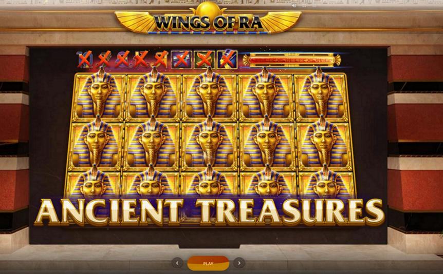 A screenshot of The Wings of Ra main screen.