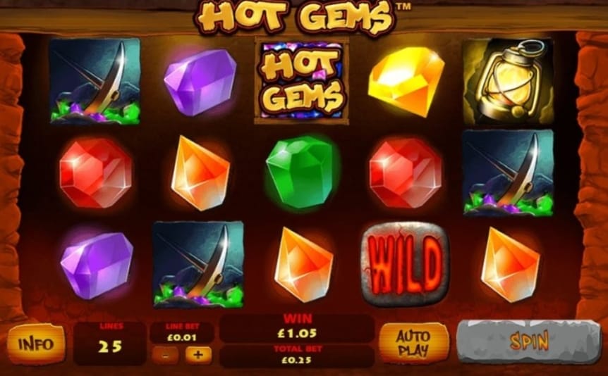 Screenshot of the reels in the Hot Gems online slot by Playtech.