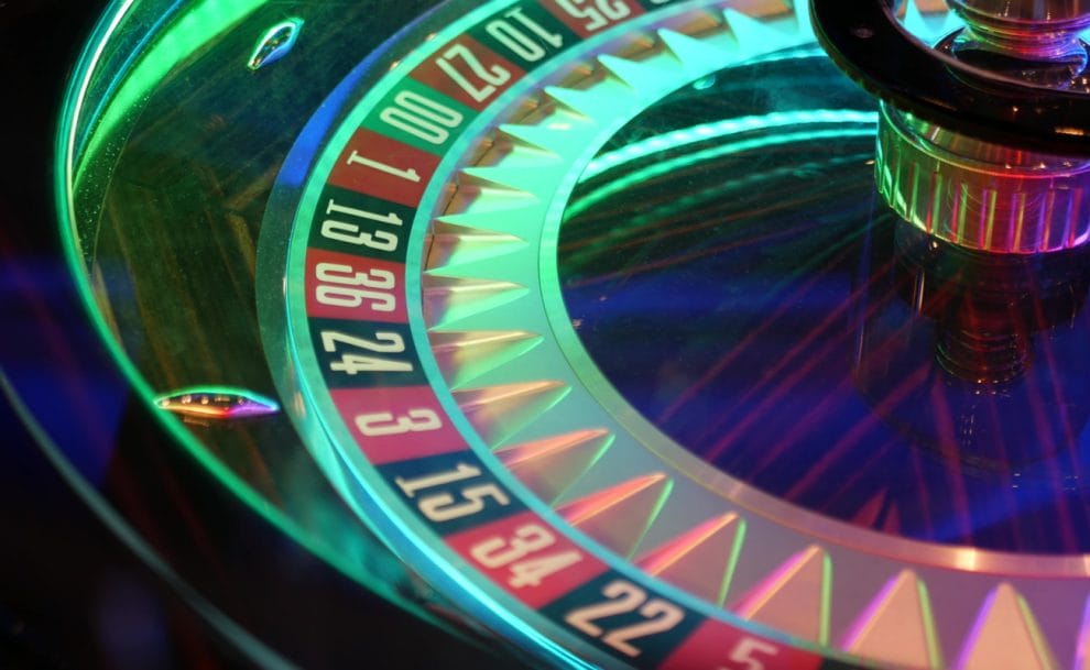  A backlit roulette wheel.