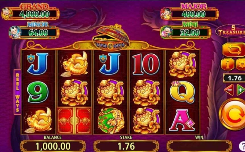 5 Treasures online slot by Scientific Games.