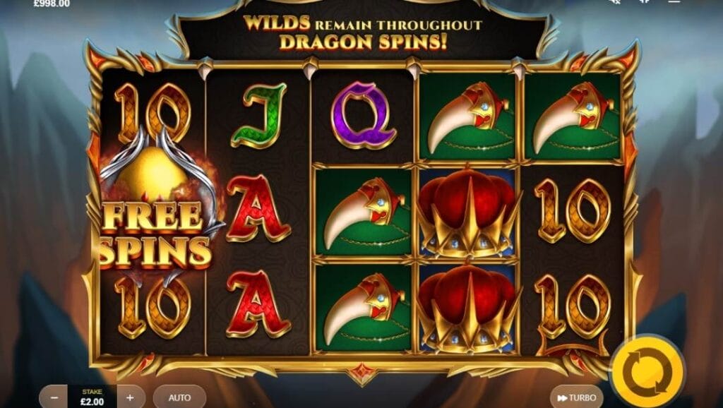 Screenshot of the reels in Reel Keeper showing the dragon egg Free Spins symbol