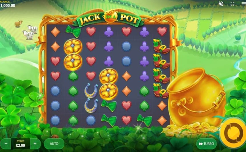 Screenshot of the reels in the Jack in a Pot online slot by Red Tiger.