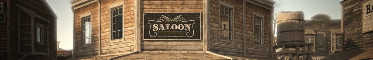 3D rendering of an old Western town saloon.