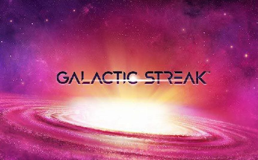 The ‘Galactic Streak’ game logo on a pink, purple and orange background.