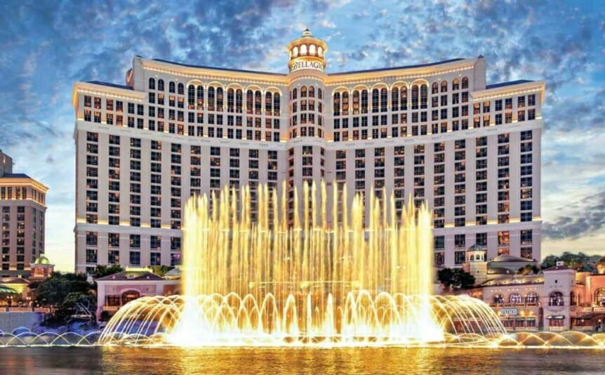 The Fountains of Bellagio in front of the Bellagio, Las Vegas.