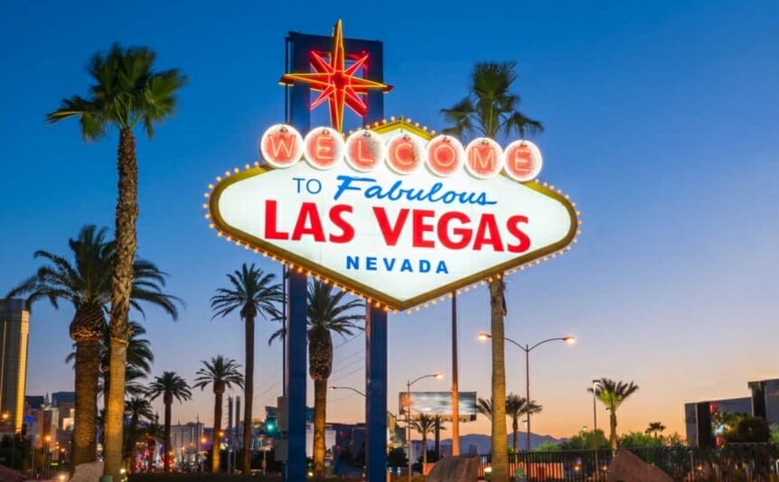 The Welcome to Fabulous Las Vegas sign in Las Vegas, Nevada USA.