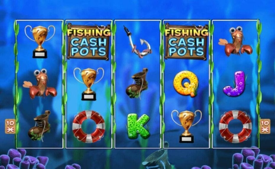 A screenshot of the Fishing Cash Pots reel.