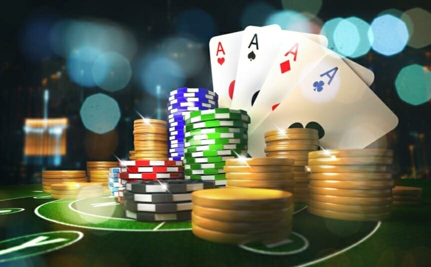 Poker cards and casino chips.
