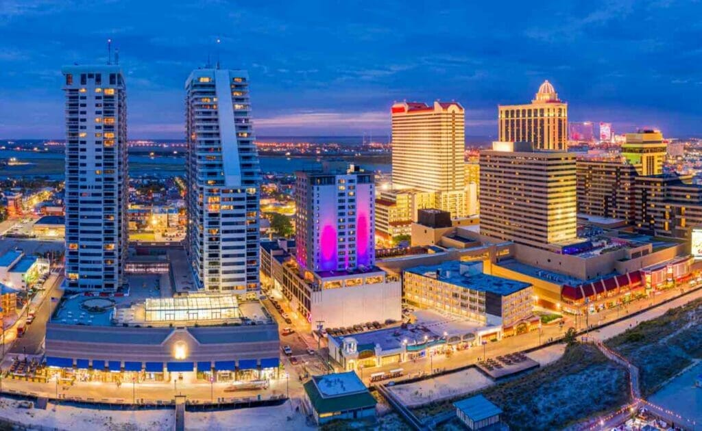 An aerial shot of Atlantic City.