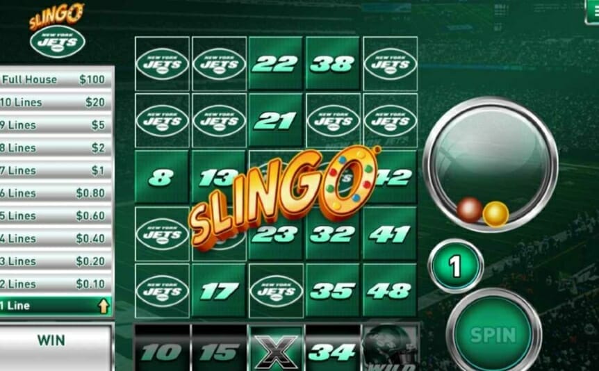 New York Jets Slingo online casino game.
