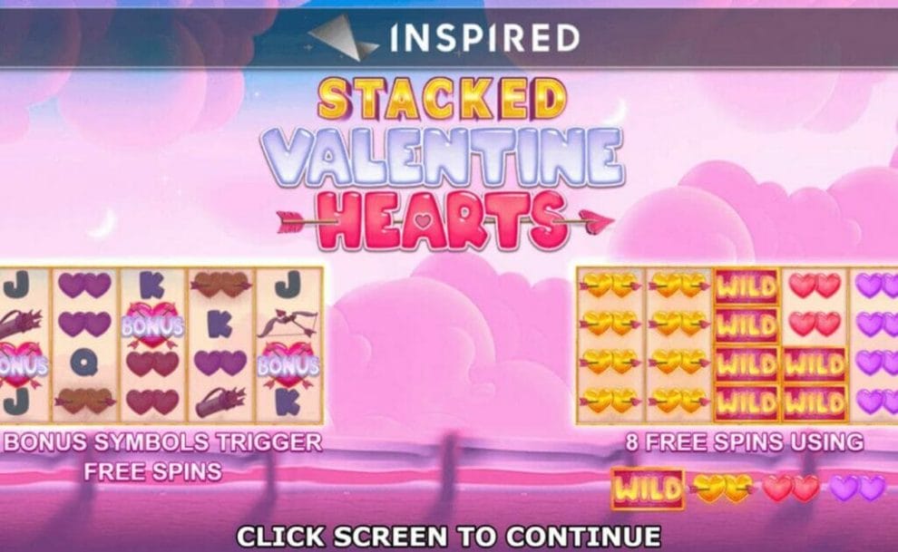 A screenshot of two of the features from Stacked Valentine Hearts.