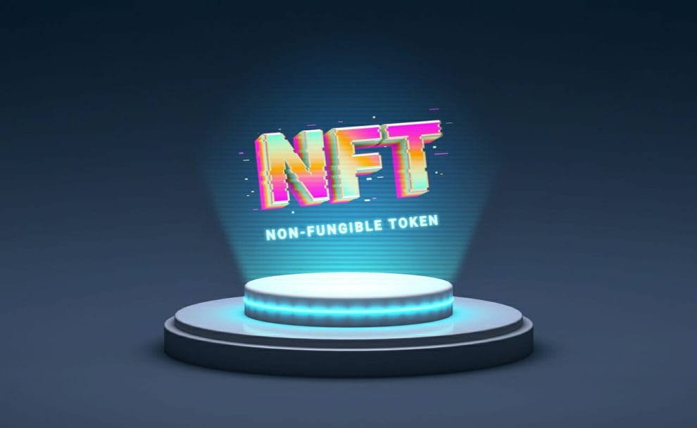 A hologram saying “NFT Non-Fungible Token.”