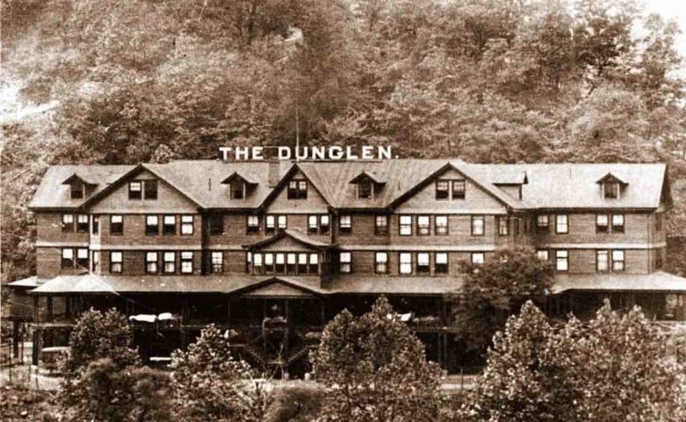 An old picture of the DunGlen Hotel in Thurmond, West Virginia.