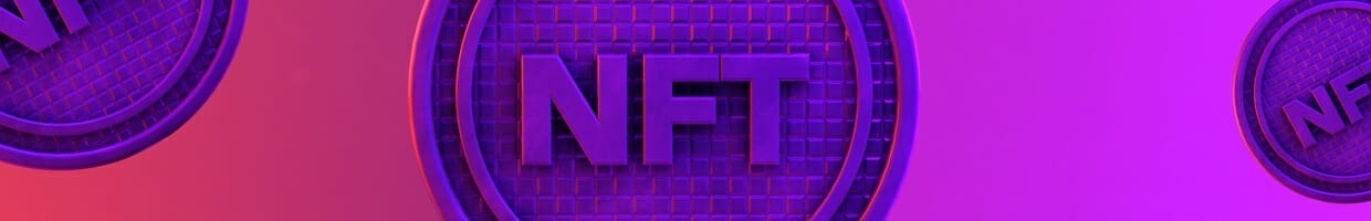 The letters NFT printed on a virtual coin.