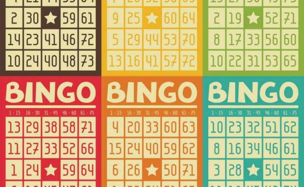 Vector image of colorful 75-ball bingo cards.