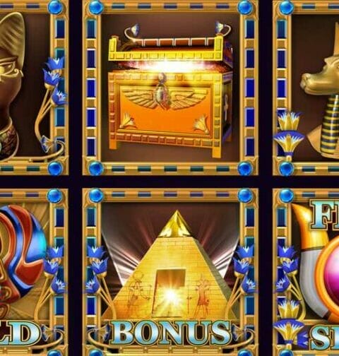 Various Egyptian-themed slot symbols.