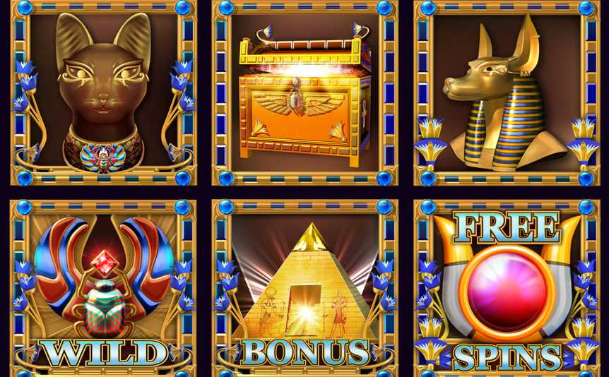 Various Egyptian-themed slot symbols.