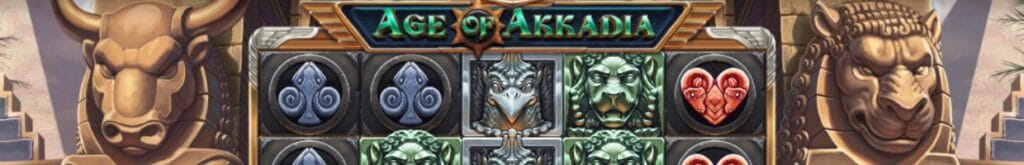 Age of Akkadia online slot game screen.