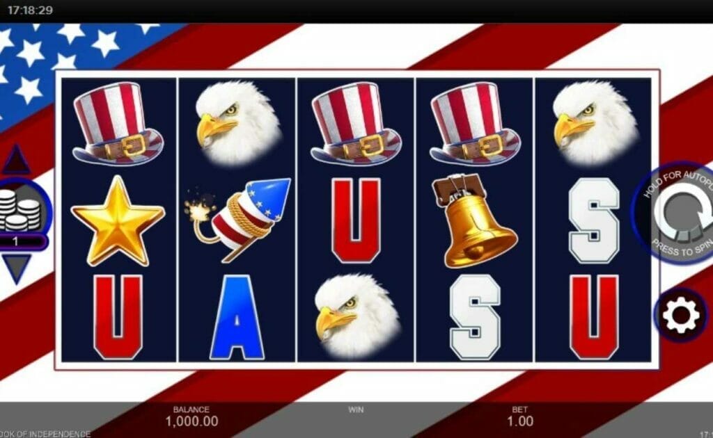 Book of Independence online slot game.