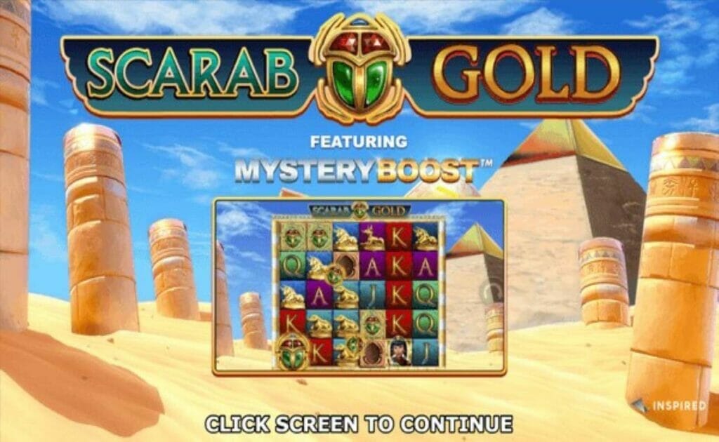 Scarab Gold online slot Mystery Boost feature.