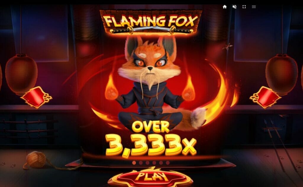 The multiplier screen for the Flaming Fox game.